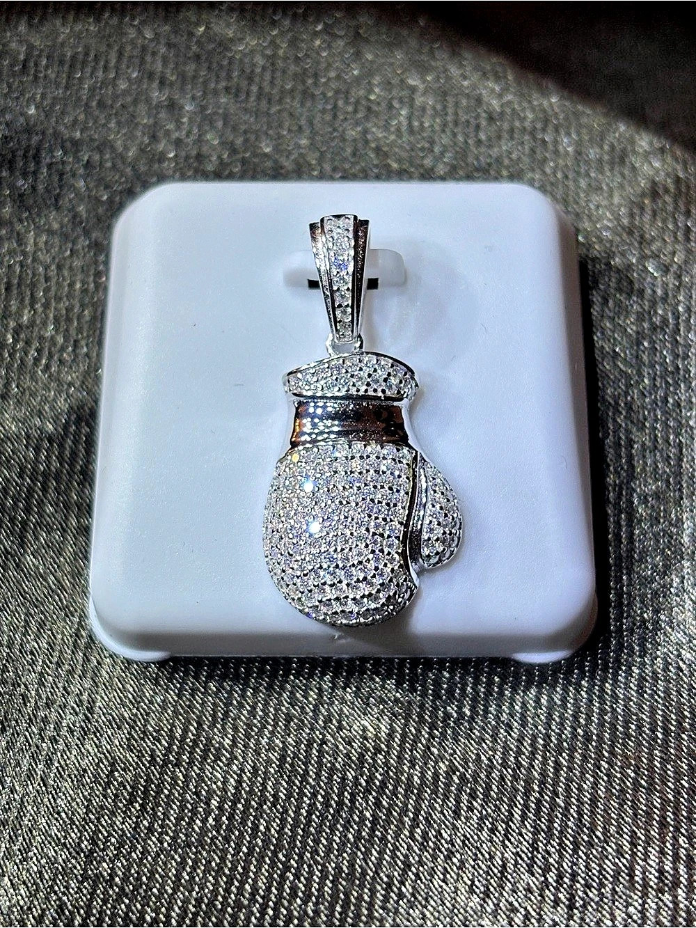 .925 Sterling Silver 1ct. VVS Moissanite Pave’ Boxing Glove